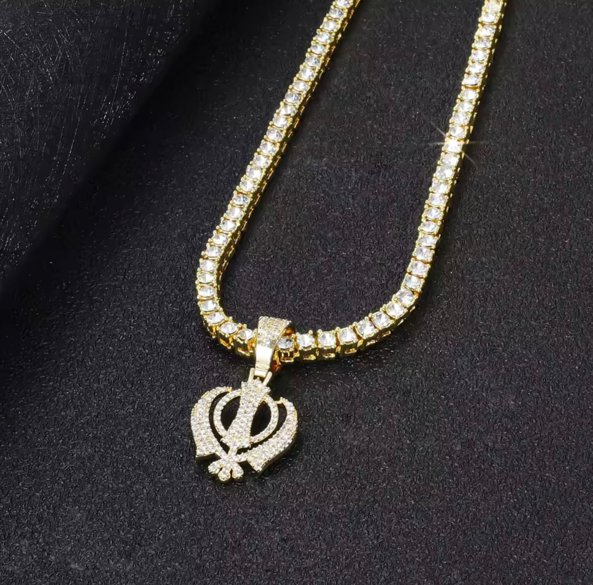 Diamond Khanda Tennis Chain || Gold/Silver/Rose Gold