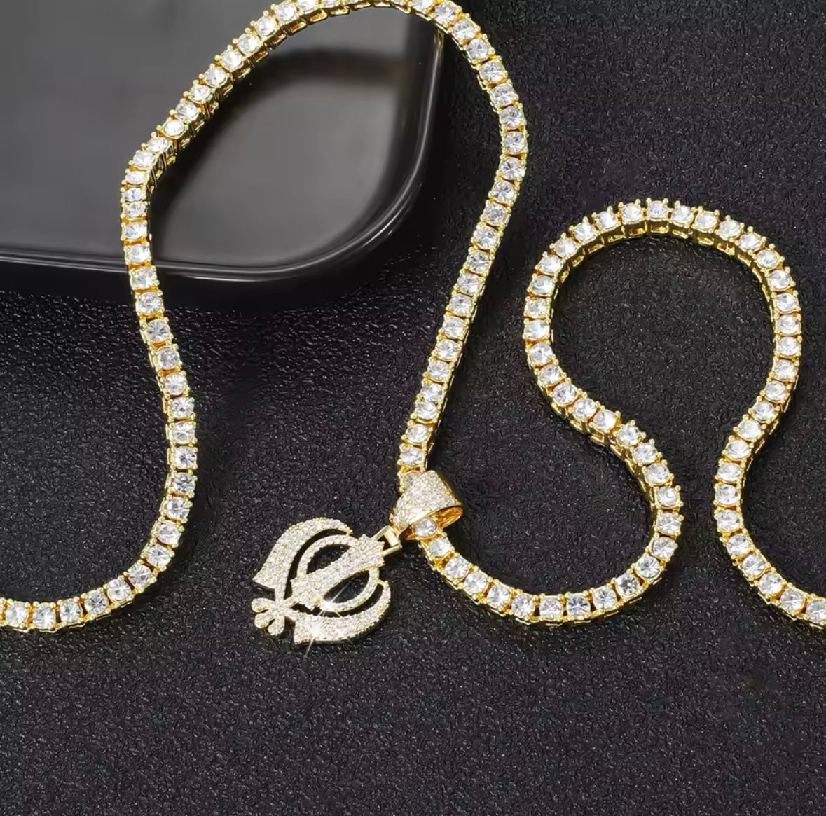 Diamond Khanda Tennis Chain || Gold/Silver/Rose Gold