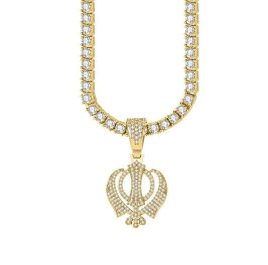 Diamond Khanda Tennis Chain || Gold/Silver/Rose Gold