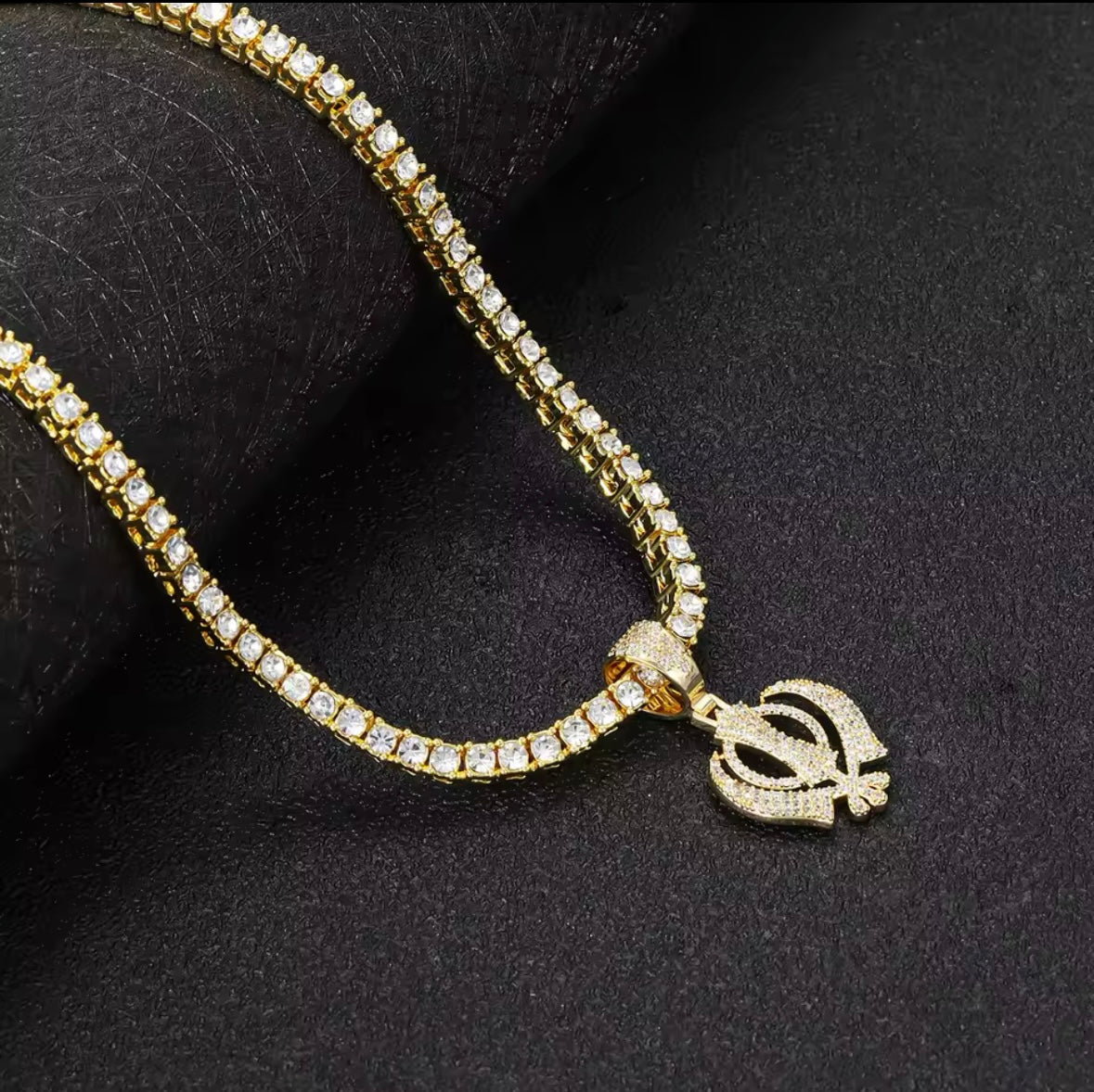 Diamond Khanda Tennis Chain || Gold/Silver/Rose Gold